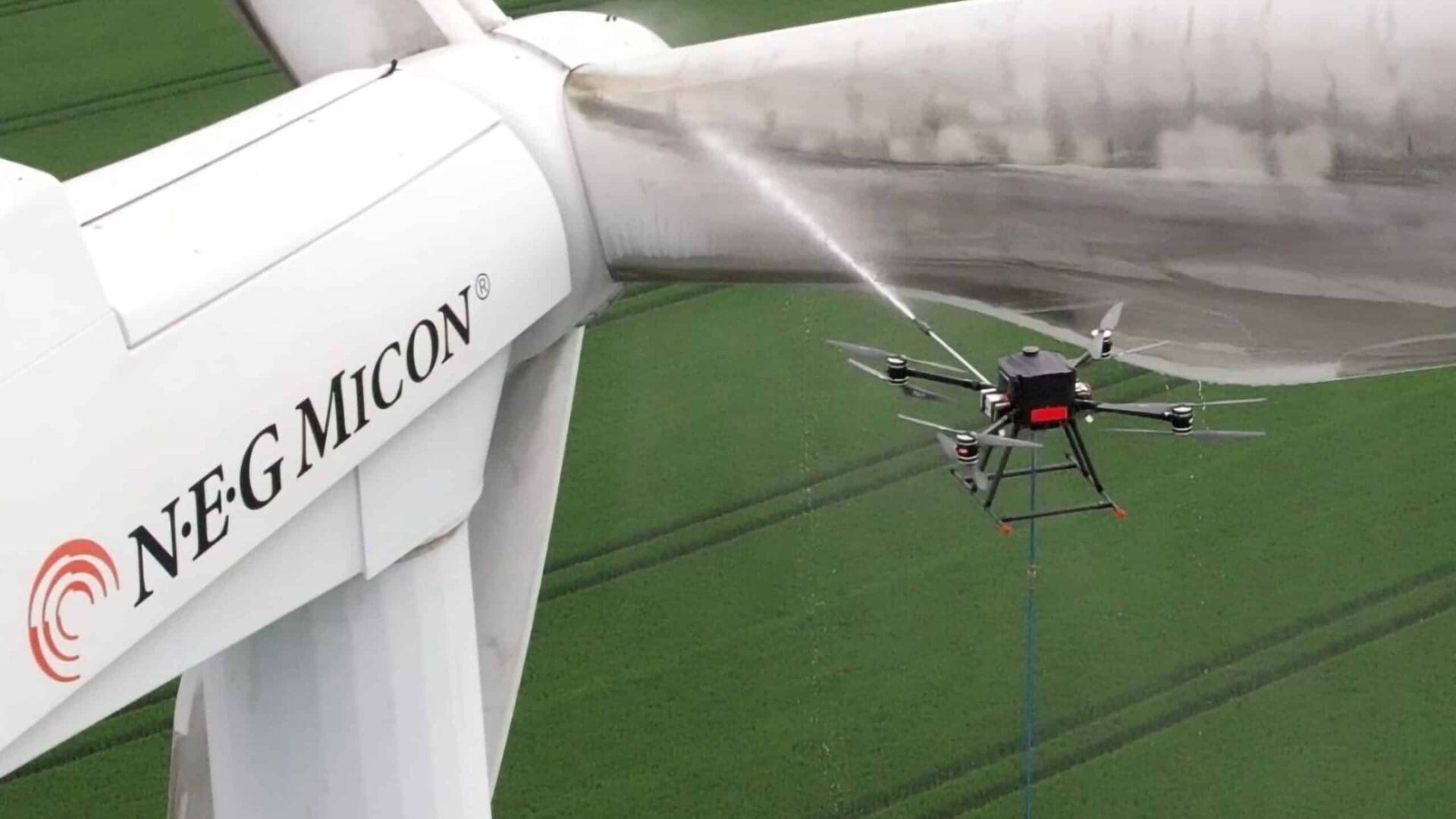 Heavy lift drone wind turbine blade cleaning up to 100m under CAA OSC